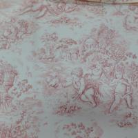 Tissu Toile de jouy satin coton blanc cassé bordeaux motifs les angelots