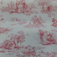 tissu Toile de jouy satin coton blanc cassé rouge bordeaux motifs bagatelle en ligne