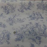 Toile de jouy satin coton blanc et bleu en 1 40m de large4
