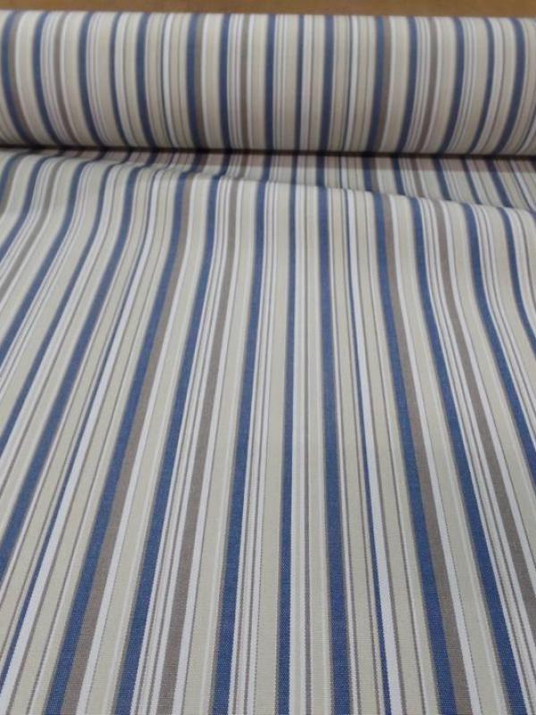 Toile de store bache d exterieur en teflon a rayure blanc beige bleu et taupe