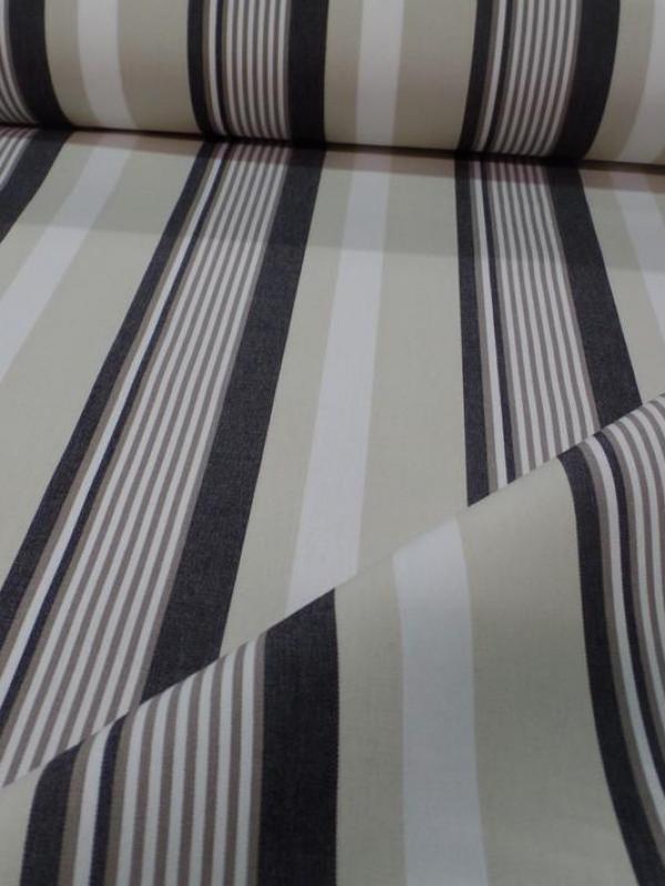 Toile de store rayé anthracite, beige, blanc bâche  4 saisons en téflon