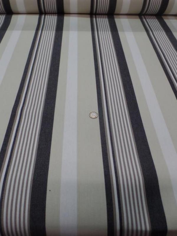 Toile de store rayé anthracite, beige, blanc bâche  4 saisons en téflon