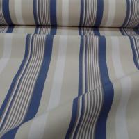Toile de store rayé blanc beige bleu en téflon