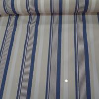 Toile de store rayé blanc beige bleu bâche 4 saisons en teflon
