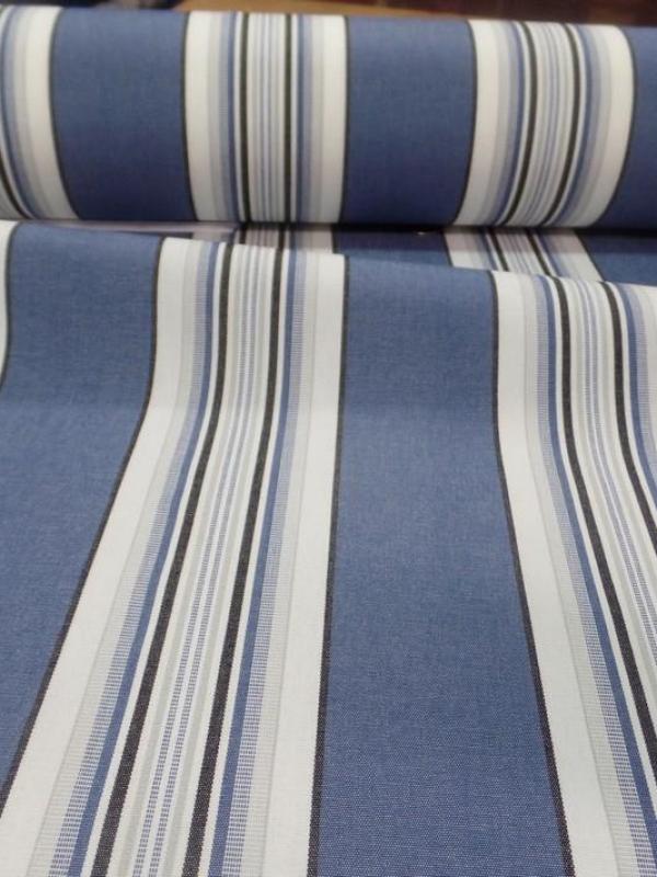 Toile de store raye bleu blanc bache 4 saisons en teflon