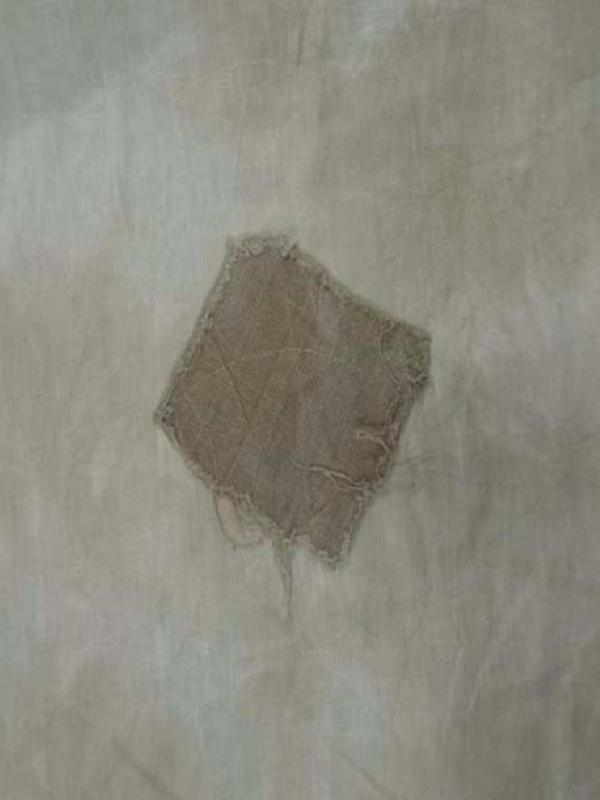 Tres beau lin faconne ton beige naturel avec rajout de tissus0