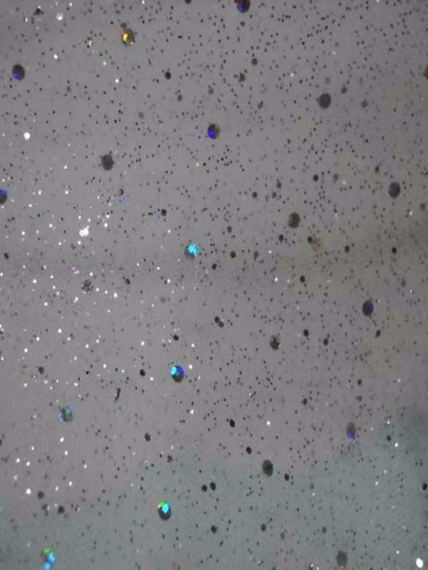 Tulle blanc a paillettes multicolore