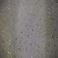 Tulle blanc casse a paillettes dore