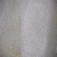 Tulle blanc casse a paillettes dore0