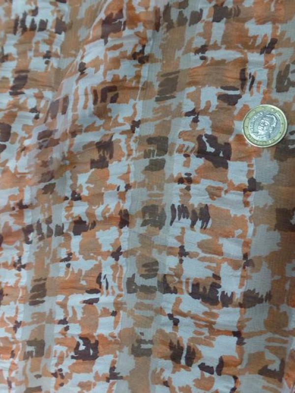 Twill de soie devore mousseline imprime ton marron rouille6