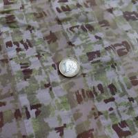Twill de soie devore mousseline imprime ton vert olive marron et blanc01