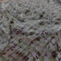 Twill de soie devore mousseline imprime ton vert olive marron et blanc3