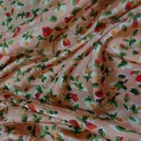 Twill se soie saumon imprime fleurs en 1 20m de large