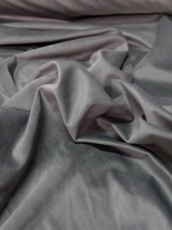 Velours ameublement lisse gris clair en 1 45m de large