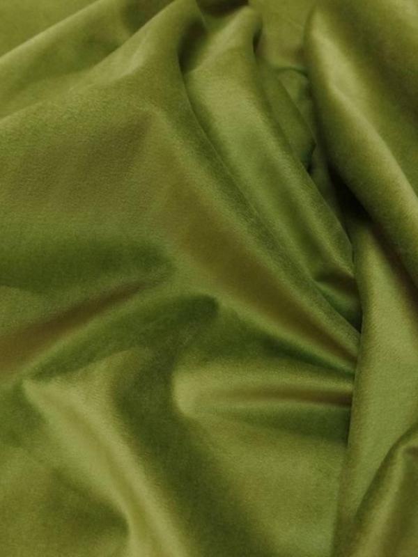 Velours ameublement lisse vert olive