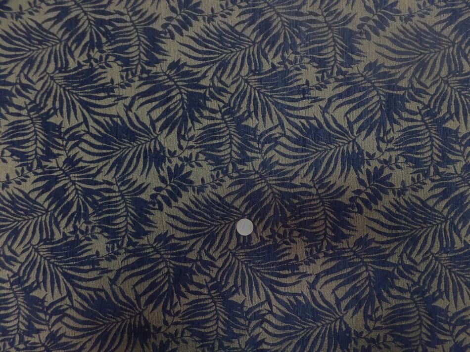 tissu Velours chenille bleu nuit et vieil or dévoré