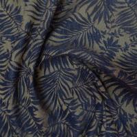 tissu Velours chenille bleu nuit et vieil or dévoré