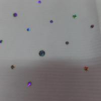 tissu Velours double face blanc a strass multicolore