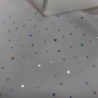 tissu Velours double face blanc a strass multicolore