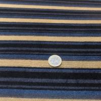 Velours éponge a rayures ton noir bleu safran