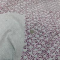 Velours milleraies blanc imprimé fleurs rose
