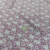 tissu Velours milleraies blanc imprimé fleurs rose