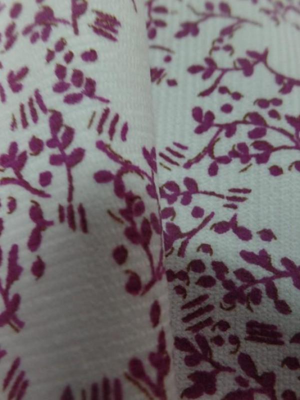 Velours coton milleraies blanc imprimé fleurs rose pas cher
