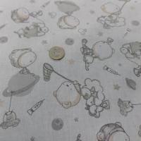 Vente de coton blanc imprime enfant ton gris pas cher