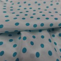 Vente de tissu crepe de soie blanc a pois bleu en 1 27m de large