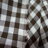 Vichy coton gros carreaux marron blanc