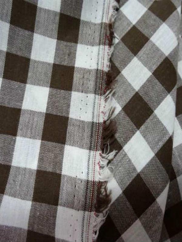 Vichy coton gros carreaux marron blanc