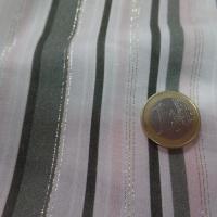 tissu Viscose blanc cassé a rayure ton kaki saumon fils lurex doré et métal