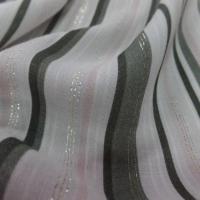 tissu Viscose blanc cassé a rayure ton kaki saumon fils lurex doré et métal