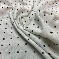 Viscose blanc chine a motifs devores en velours noir