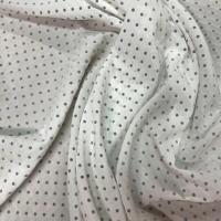 Viscose blanche a pois devore velours gris
