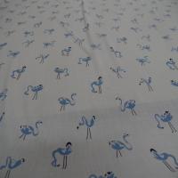 Viscose blanche fine imprime flamant rose ton bleu9