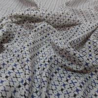 Viscose blanche imprime africain bleu et noir