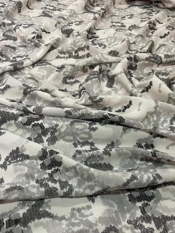 Viscose blanche imprimee ton de gris
