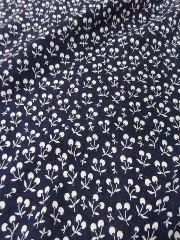 Viscose bleu marine imprime cerise