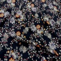 Viscose bleu nuit imprime fleurs0