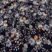 Viscose bleu nuit imprime fleurs2