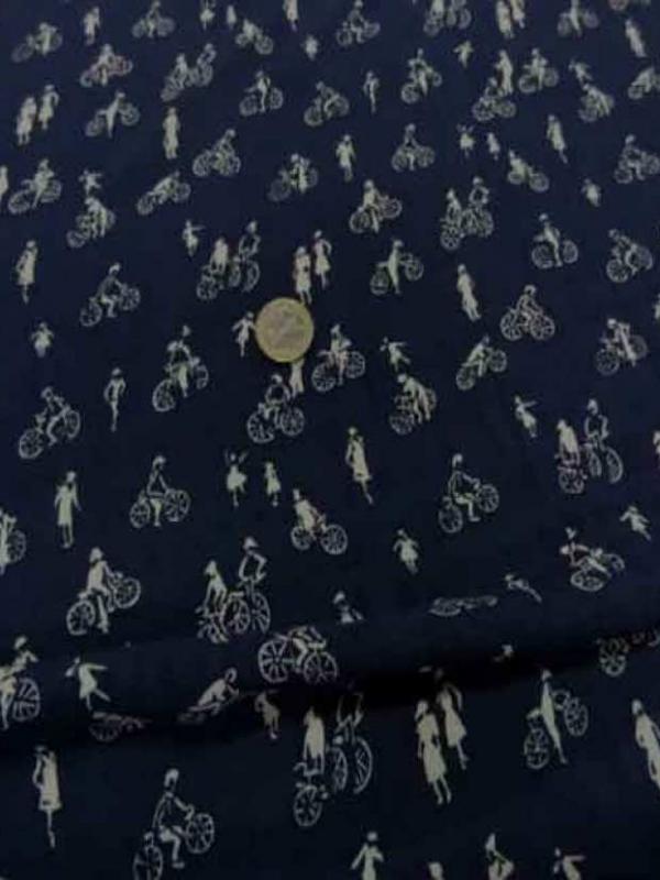 Viscose imprime bleu marine et blanc en 1 50m l