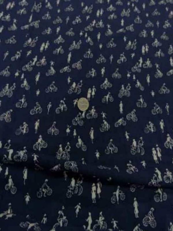 Viscose imprime bleu marine et blanc en 1 50m l