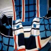 Viscose imprimé carreaux ton bleu beige en 1 50m l