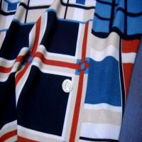 Tissu Viscose imprimé carreaux  ton bleu ,beige en ligne