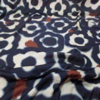 Viscose imprimé grosse fleurs bleu nuit beige marron