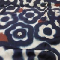Viscose imprime grosse fleurs bleu nuit beige marron68