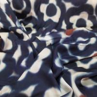 vente Viscose imprimé grosse fleurs bleu nuit beige marron
