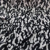 tissu Viscose imprimé motifs noir et blanc cassé pas cher