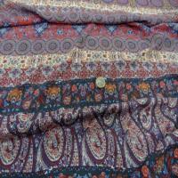 Viscose imprime ton rouge bleu orange